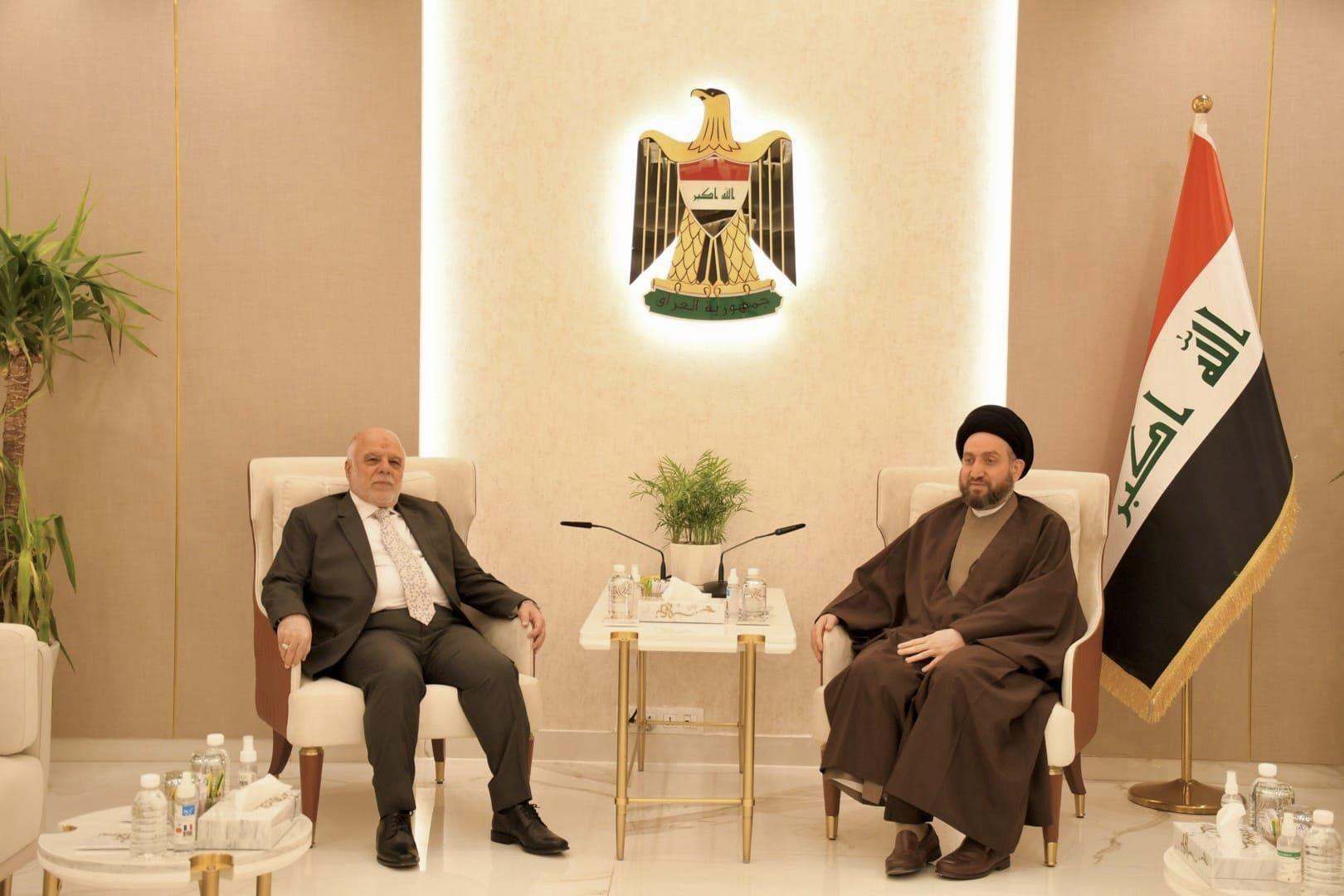 Dr. Al-Abadi meets His Eminence Sayyid Ammar Al-Hakim and discusses with him the challenges facing t